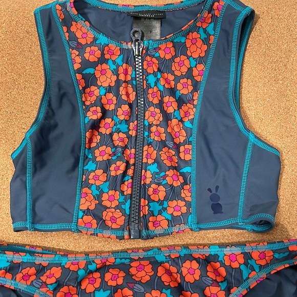 Marc Jacob Two Piece Diver Loom Swimsuit bikini set size small blue and orange - Picture 3 of 14